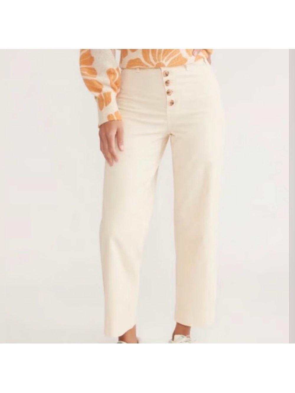 Marine Layer Bridget pants Corduroy High Waist Button Up Cream Sz 2